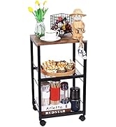 Zhanyun 3 Tier Rolling Cart, Kitchen Storage Shelves,with Storage and Steel Frame, Multifunctiona...