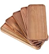 Solid Acacia Wood Serving Trays and Platters (14 x 5.5 in) Rectangular Wooden Serving Platters,Wo...