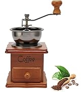 Natudeco Manual Coffee Grinder, Vintage Style Wooden Hand Coffee Grinder Wooden Coffee Grinder Cl...