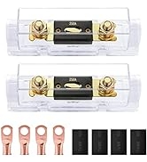 Nilight 2PCS 250A ANL Fuse Holder with ANL Fuse Electrical Protected Insulating Cover 5/16" Coppe...