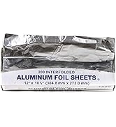 Pre Cut Pop Up Premium Aluminum Silver Foil Sheets 200 Count, 12" x 10.75" - For Restaurants, Lun...