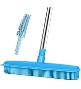 Landhope Fur Remover Broom, Rubber Broom with Squeegee Longhandle, 50 inches Sweeping Rug Brush C...