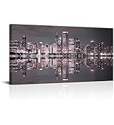 Conipit Chicago Wall Art Canvas for Living Room City Night Chicago Skyline Artwork Chicago Downto...