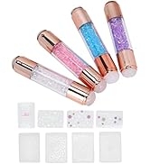 Dioche 4Sets Manicure Art Nail Stamper, Manicure Art Stampers Silicone Stamp Pens Double Ended W/...