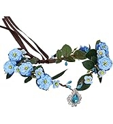 MOSTORY Flower Elf Fairy Crown - Flower Rhinestone Costume Headband for Men Women Halloween Renai...