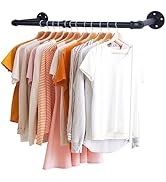 ZHANYUN 39 Inch Industrial Pipe Clothes Rack - Heavy Duty Detachable Iron Garment Rack Wall Mount...