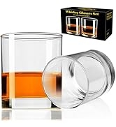 PARACITY Whiskey Glasses Set of 2, Old Fashioned Cocktail Glass, 10 OZ Whiskey Glasses, Bourbon G...