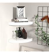 GOLINPEILO Floating Corner Shelf Invisible Wall Mounted Shelves, Set of 2 MDF Floating Corner Sto...