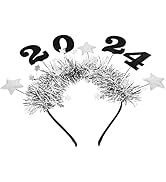 FOMIYES New Year Headband, 2024 Happy New Year Headband with Star Boppers and Tone Tinsel for New...