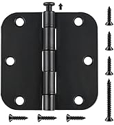 6 Pack Black Door Hinges for Doors 3.5 x 3.5 Inch Interior Door Hinges Matte Black Hinges for Doo...