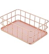 Fdit Makeup Storage Basket Organizer Rose Gold Iron Cosmetic Storage Holder Desktop Decor Househo...