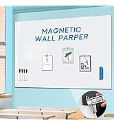 Large Magnetic Whiteboard Wall Sticker, Non-Adhesive Back, Dry Erase Board with Nano Tape,Thick R...