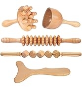 Professional Wood Therapy Massage Tools 5-in-1 Maderotherapia Kit Wooden Massager Lymphatic Drain...