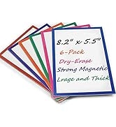 6Pcs Dry Erase Magnets Labels Extra-Large , 8.2x5.5'' Thick Magnetic Re-Writable Wipeable White B...