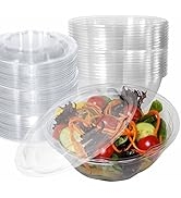 32oz Salad Bowls To-Go with Lids - Crystal Clear Plastic Disposable Salad Containers | Airtight