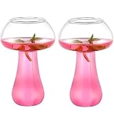 Cabilock 2pcs Mushroom Design Cocktail Glass Glass Goblet Crystal Beverage Wine Glass Cup Whiskey...