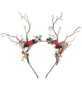 FOMIYES Reindeer Antler Headband, Christmas Headband, Long Deer Antler Hairband Fawn Horn Hair Ho...