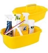 KeFanta Cleaning Caddy Organizer with Handle, Yellow Plastic Bucket for Cleaning Supplies Product...