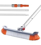 Buyplus Swimming Pool Brush with 16ft Pole - 19" Polished Nylon Bristles Pool Brushes Head and Al...