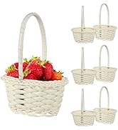 Cabilock Indoor Planters 10Pcs Woven Rattan Flower Baskets with Handles Children Handheld Picking...