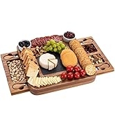 HBlife Acacia Cheese Board & Knife Set Charcuterie Board Cheese Platter with Slide-Out Drawer for...