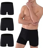 AIRCUTE Washable Urinary Incontinence Cotton Underwear for Men, 6" Inseam Boxer Briefs for Bladde...