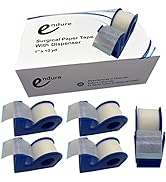 Endure Hypoallergenic Surgical Paper Tape with Dispenser, Pack of 6 Tapes + 6 Dispensers, Strong ...