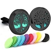 2Psc Black Car Aromatherapy Essential Oil Diffuser Locket Tree of Life Pattern Stainless Steel Ca...