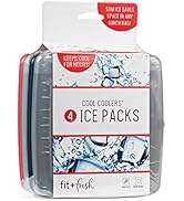 Fit + Fresh Cool Coolers Slim Ice Packs, Reusable Ice Packs for Lunch Bags, Beach Bags, Coolers, ...