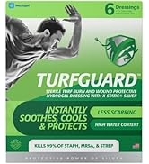 TURFGUARD Turf Burn and Wound Dressing, Hydrogel Pads with X-Static Silver, Soothing, Cooling Pro...