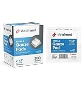 Dealmed Sterile Gauze Pads – 100 Count, 2’’ x 2’’ Gauze Pads, Disposable and Individually Wrapped...