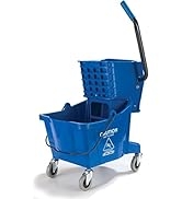 Carlisle 3690814 Commercial Mop Bucket With Side Press Wringer, 26 Quart Capacity, Blue