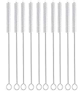 Straw Cleaner Brush Set, Stainless Steel Handle Straw Brush Set 10 Pack, Extra Long 10 inch Straw...