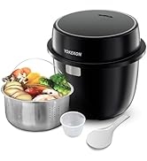 Low Carb Rice Cooker Small, YOKEKON 3 Cup (uncooked) Rice Cooker with Stainless Steel Steamer, 8-...