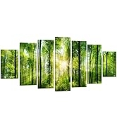 Conipit 7 Panels Extra Large Green Forest Canvas Wall Art Sunrise Nature Landscape Pictures Print...