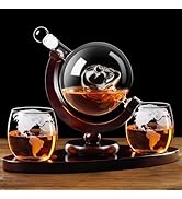 PARACITY Halloween Skull Decanter Sets for Men, Whiskey Decanter Set with Glasses & Wooden Base, ...