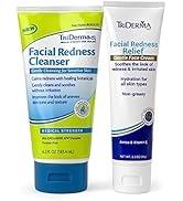 TriDerma Facial Redness Skin Care Bundle, Soothing Relief for Red, Irritated or Sensitive Skin, G...