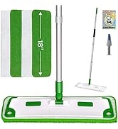 Microfiber Floor Mop with Scrubber and 2 Washable Reusable Pads Wet Dry Flat Mop with 360 Degree ...