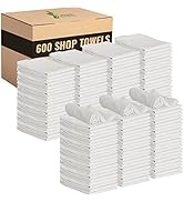 GREEN LIFESTYLE White Shop Towels 12x14, 600 Pack, 100% Cotton Super Absorbent & Durable Shop Rag...