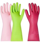 BOOMJOY Rubber Cleaning Gloves for Dishwashing, Dish gloves, Reusable Kitchen Gloves Heavy Duty 3...