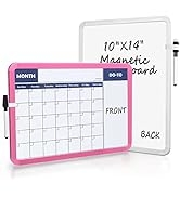 2-Pack Small Whiteboard Calendar, 2-Sided Monthly Magnetic Dry Erase White Board for Wall, Fridge...