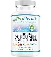 ProHealth Brain & Focus - Optimized Curcumin Longvida with BaCognize Bacopa Monnieri (60 Veggie C...