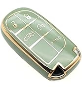 FEYOUN Key Fob Cover Compatible with Jeep Grand Cherokee Renegade Chrysler 200 300 Dodge RAM Dura...