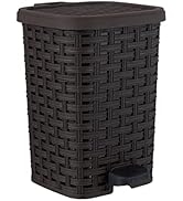 Superio Small Wicker Step On Trash Can with Foot Pedal – Outdoor and Indoor Brown 6 qt Trash Can,...