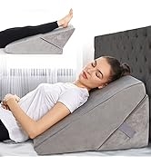 Bed Wedge Pillow - Adjustable 9&12 Inch Folding Memory Foam Incline Cushion System for Legs and B...