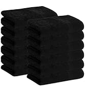 GREEN LIFESTYLE 12 Pack Black Microfiber Bleach Safe Towel Bulk Sets 100% Cotton, Premium Spa Qua...