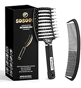 Hair Brush, Sosoon Upgraded Boar Bristle Detangling Brush for Fast Blow Drying, Curved Vented Sty...