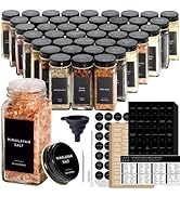 Laramaid 4oz 24Pack Spice Jars with 455 Black Vinyl Spice Labels, Shaker Lids Dispenser with Airt...