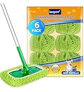 KEEPOW Reusable Dry Sweeping/Wet Mopping Cloths Compatible with Swiffer Sweeper (6 Pack, Green)