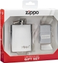 Brushed Chrome Lighter & Zippo Flask